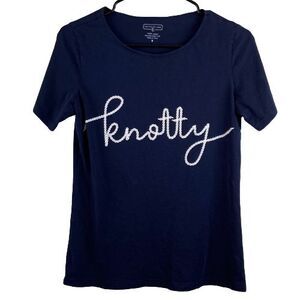 Duffield Lane Womens Small Knotty T-Shirt Top Short Sleeve